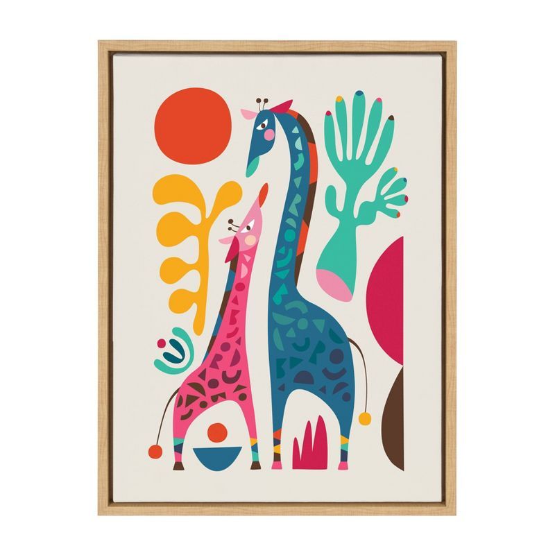 Colorful Giraffe Family Canvas Art for Kids' Nursery