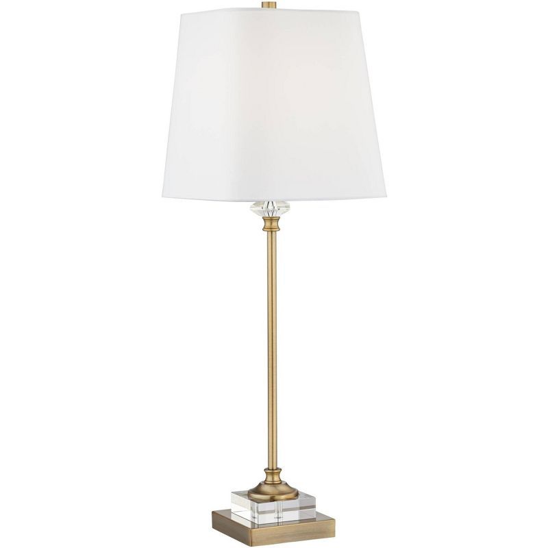 Tall Gold and Crystal Buffet Lamp with White Shade