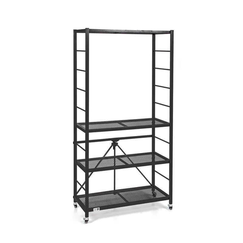 Origami Black Adjustable Steel Garage Storage Rack with Wheels