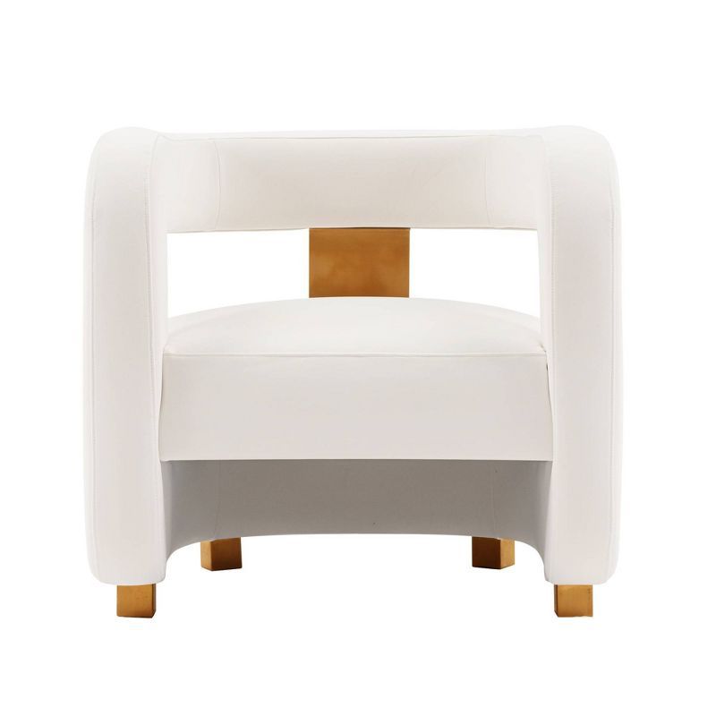 White Velvet Geometric Accent Chair with Gold Legs