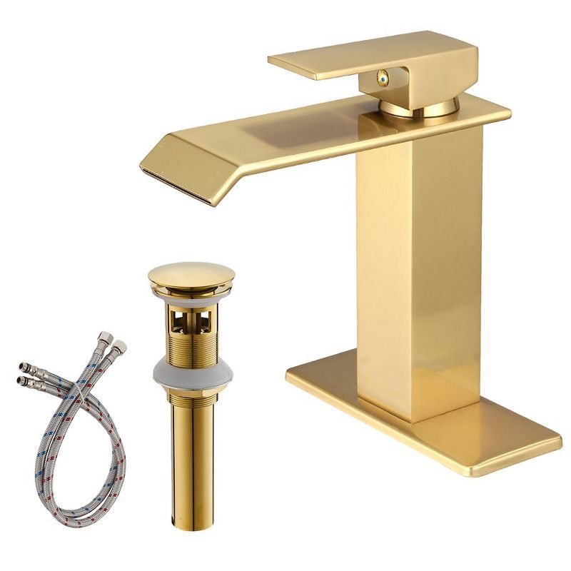 Brushed Gold Single-Handle Waterfall Bathroom Faucet with Pop-Up Drain