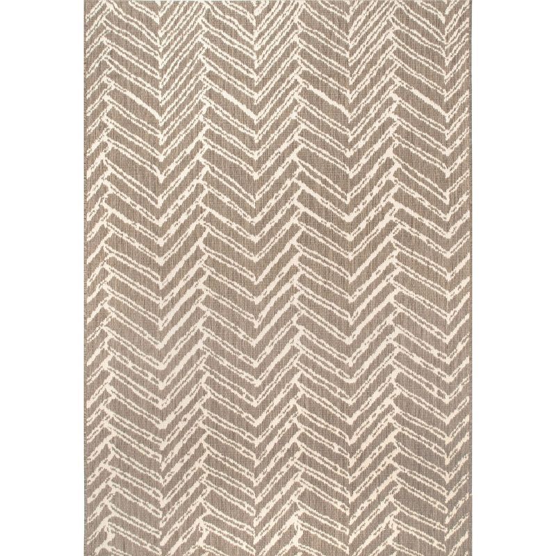 Macklin Brown Herringbone Synthetic Indoor/Outdoor Area Rug