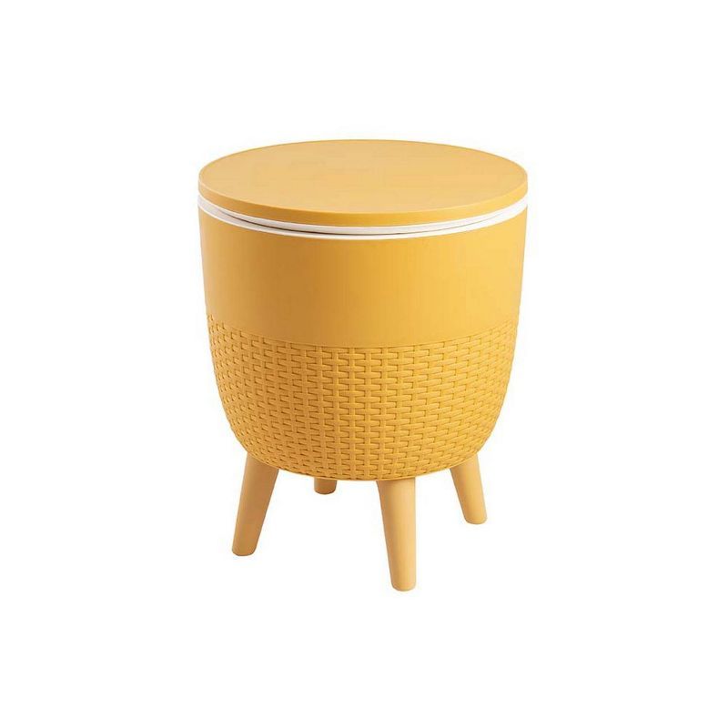 Gold Adjustable Height Resin Outdoor Side Table and Cooler