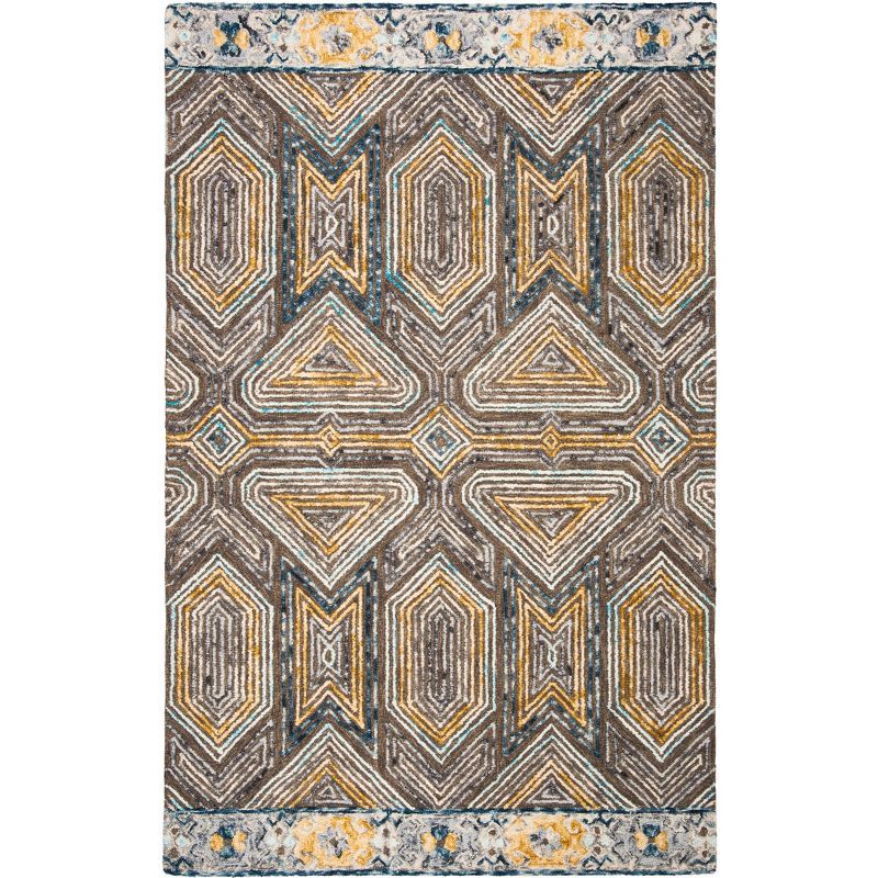 Hand-Tufted Trace Rectangular Wool Rug in Grey - 5' x 8'