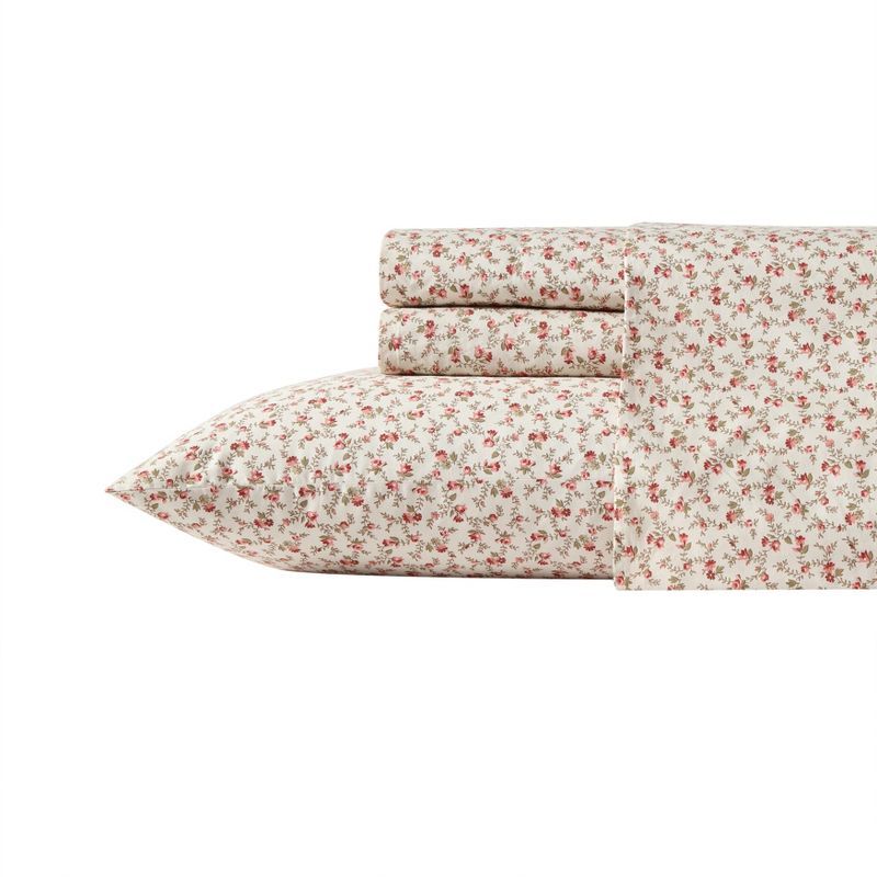 Twin XL Pink Cotton Percale Floral Print Bedding Set