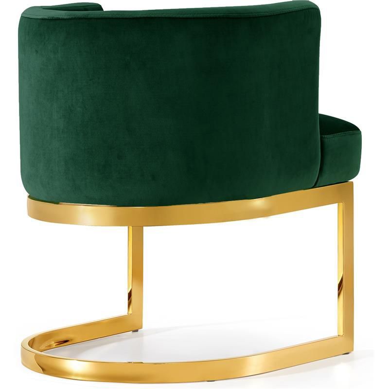 Luxe Emerald Barrel Upholstered Arm Chair with Gold Base