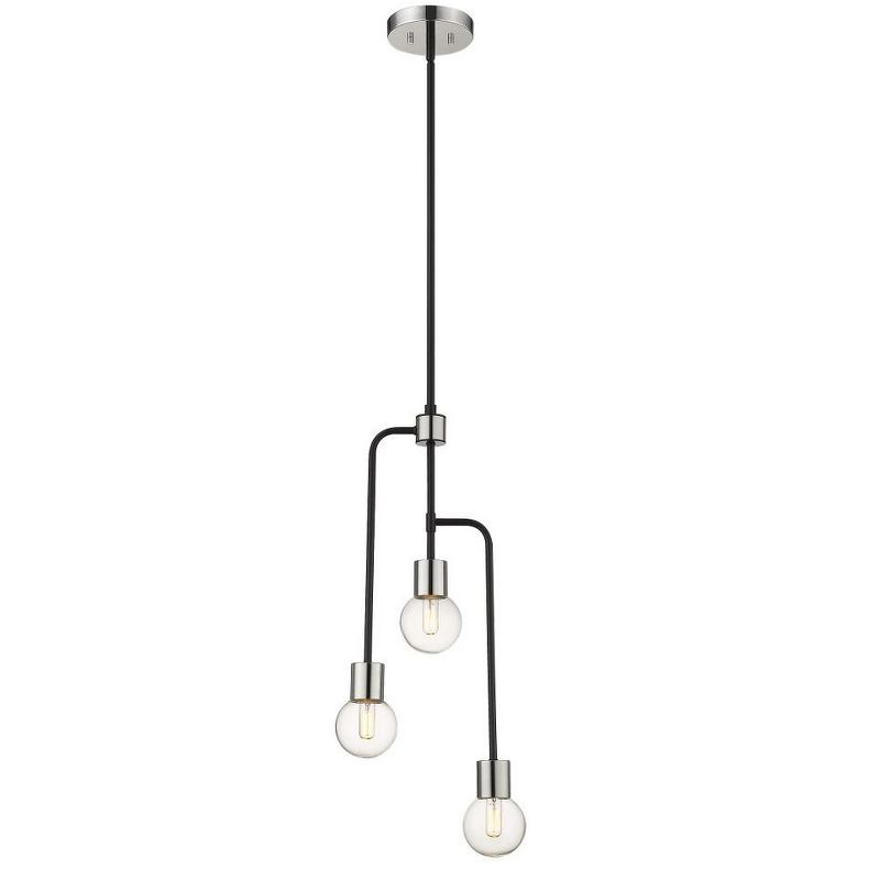 Neutra 3-Light Matte Black and Polished Nickel Globe Chandelier