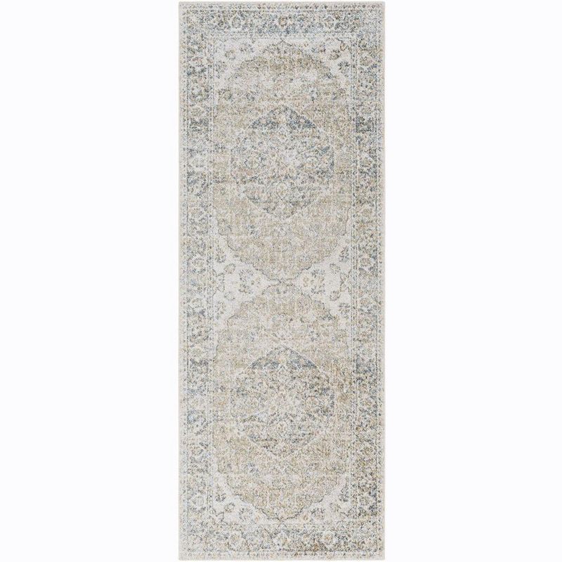 Light Sage Wool and Fur Washable Rectangular Runner Rug