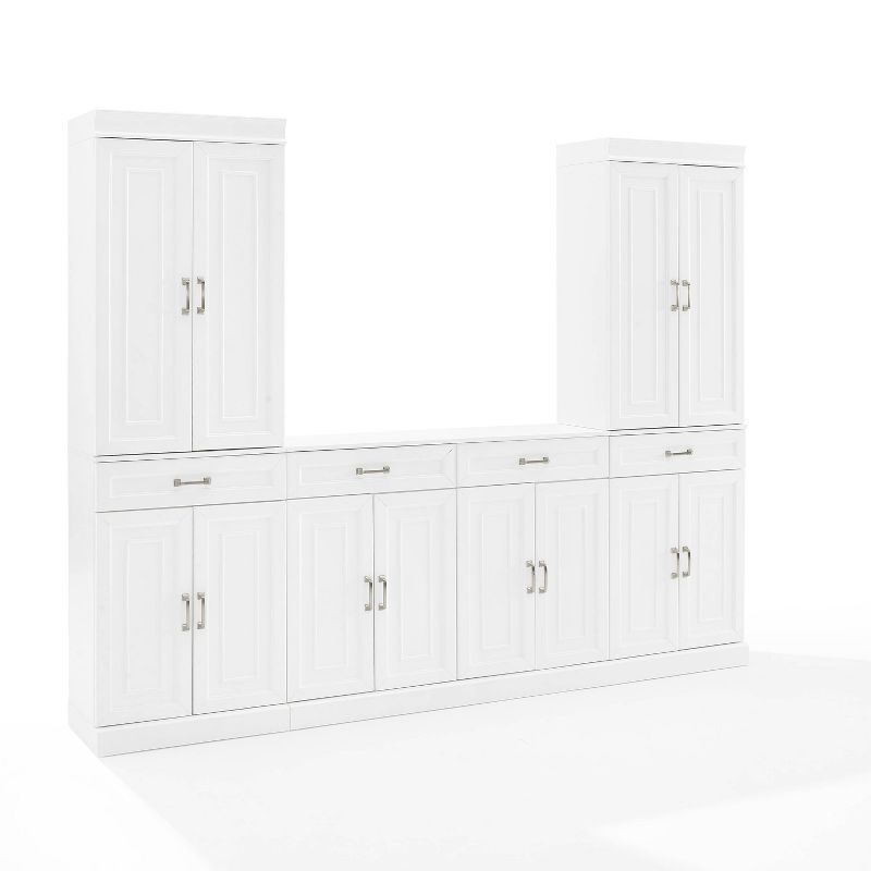 White 3-Piece Traditional Sideboard and Pantry Set with Adjustable Shelves