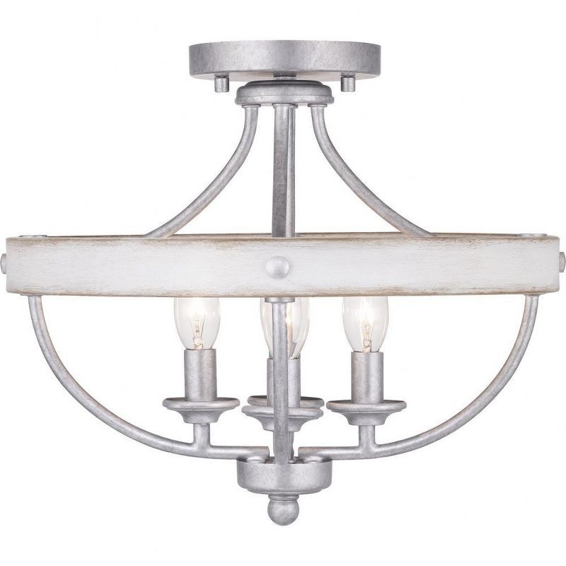 Gulliver Rustic Galvanized 4-Light Semi-Flush Ceiling Light with Wood Grain Accents