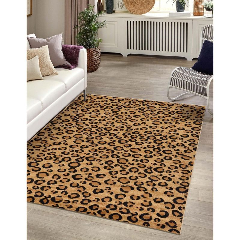 Savannah Safari 6' x 9' Light Brown Geometric Kids Area Rug