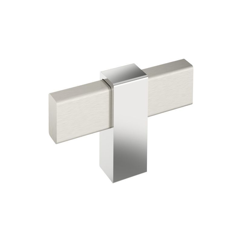 Satin Nickel and Polished Chrome T-Handle Cabinet Knob