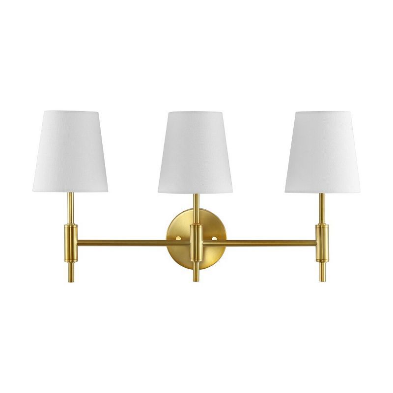 Darya 24" Brass Gold Iron 3-Light Wall Sconce with White Shades