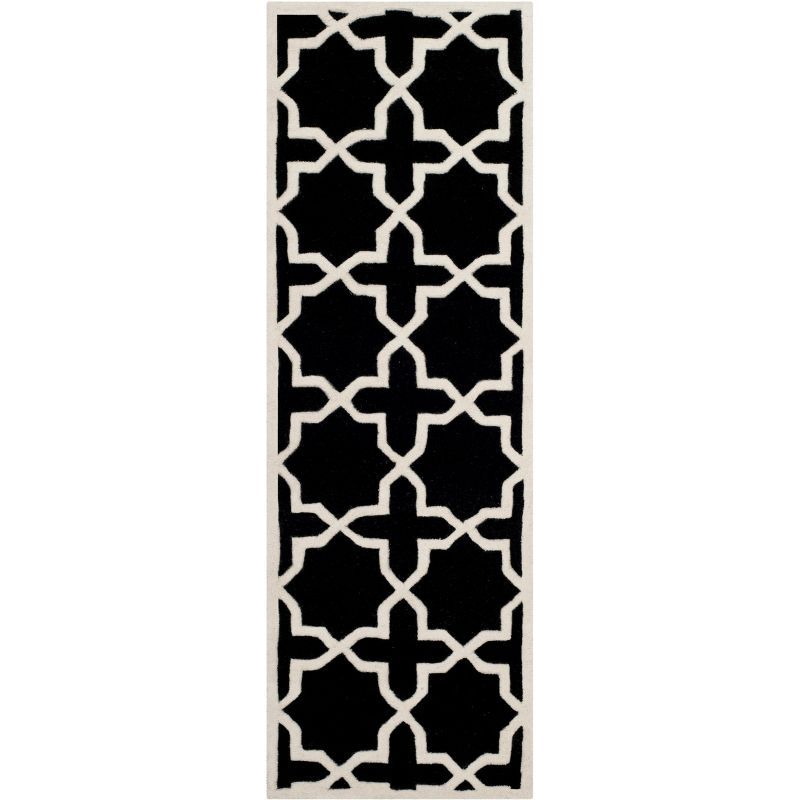 Black and Ivory Hand-Tufted Wool Runner Rug