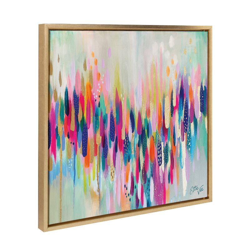 Bright Gold 22"x22" Abstract Canvas Wall Art with Frame