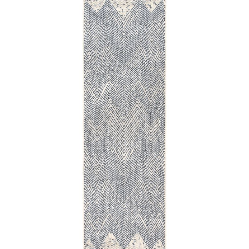 Blue Chevron Indoor/Outdoor Polypropylene Runner Rug