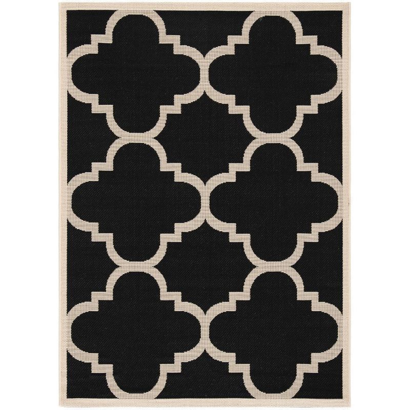 Courtyard Chic 5' x 7' Black Synthetic Easy-Care Area Rug