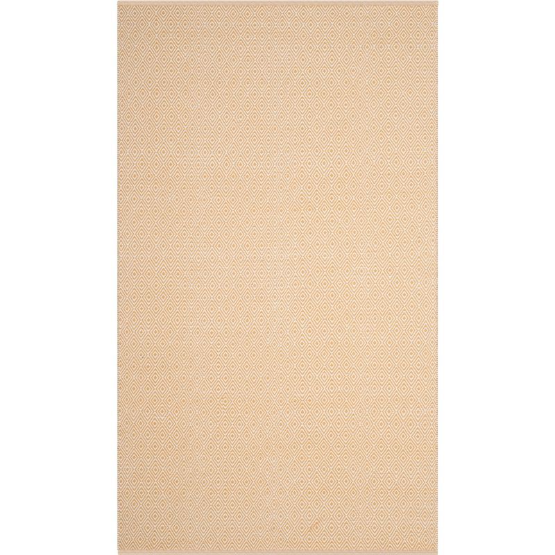 Coastal Charm Gold Geometric Hand-Woven Cotton Area Rug