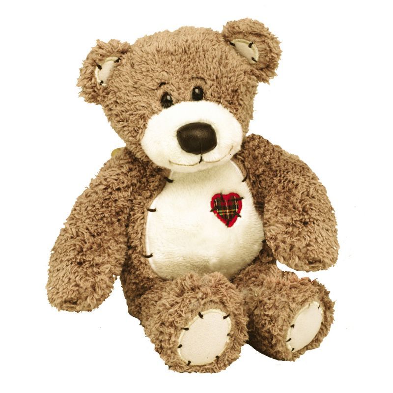 Brown Plush Teddy Bear with Heart Patch, 8 Inches