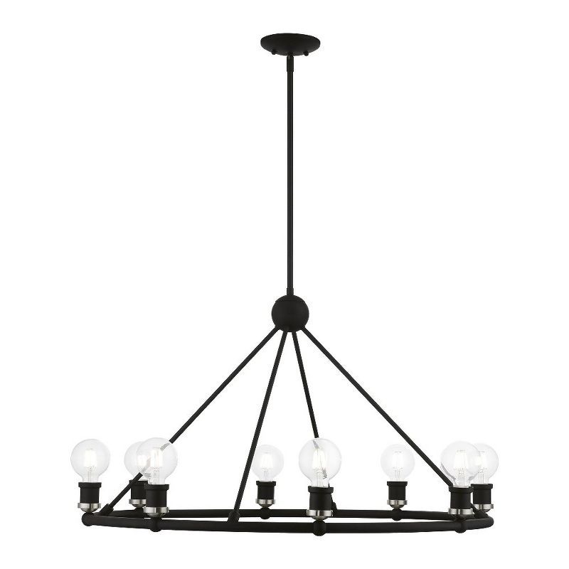 Lansdale Contemporary Black and Brushed Nickel 8-Light Chandelier