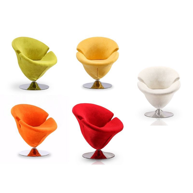 Tulip Shaped Multi-Color Velvet Swivel Accent Chairs Set