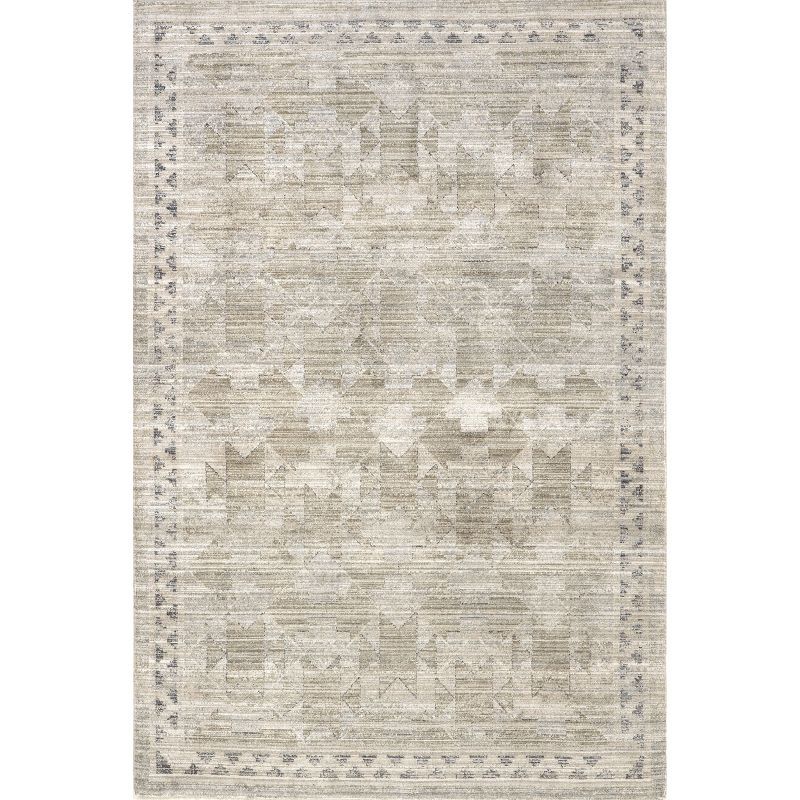 Aine Beige Geometric Machine Washable Indoor/Outdoor Rug