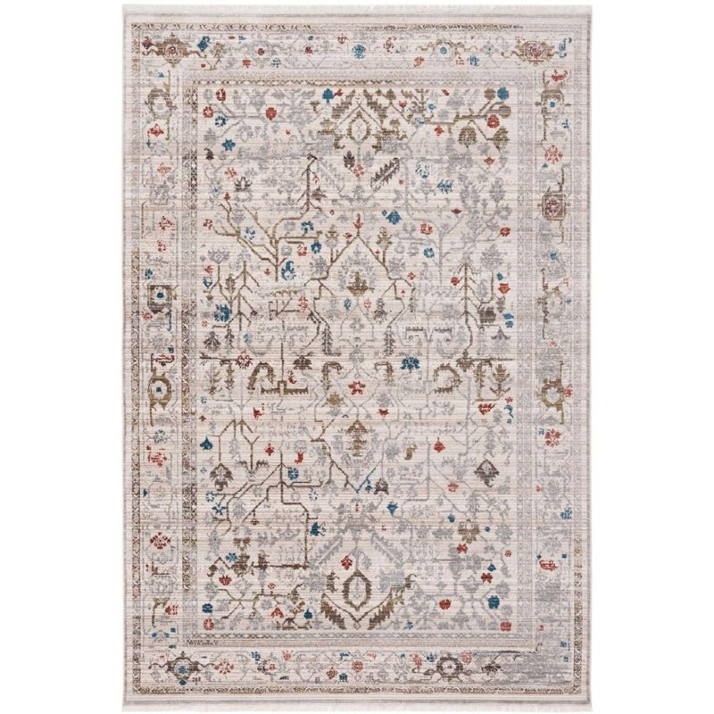 Ivory and Sage Rectangular Synthetic 4' x 6' Area Rug