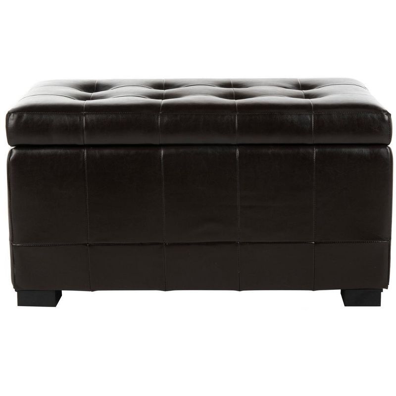Manhattan Brown Leather Storage Bench with Beech Frame