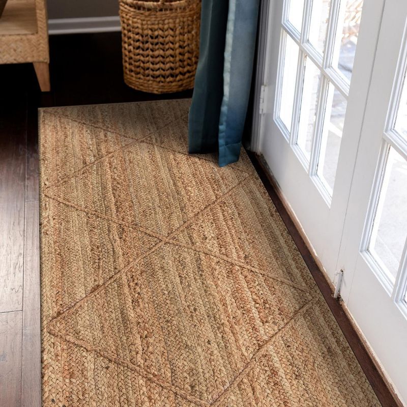 Eco-Friendly Natural Brown Hand-Braided Jute Runner Rug