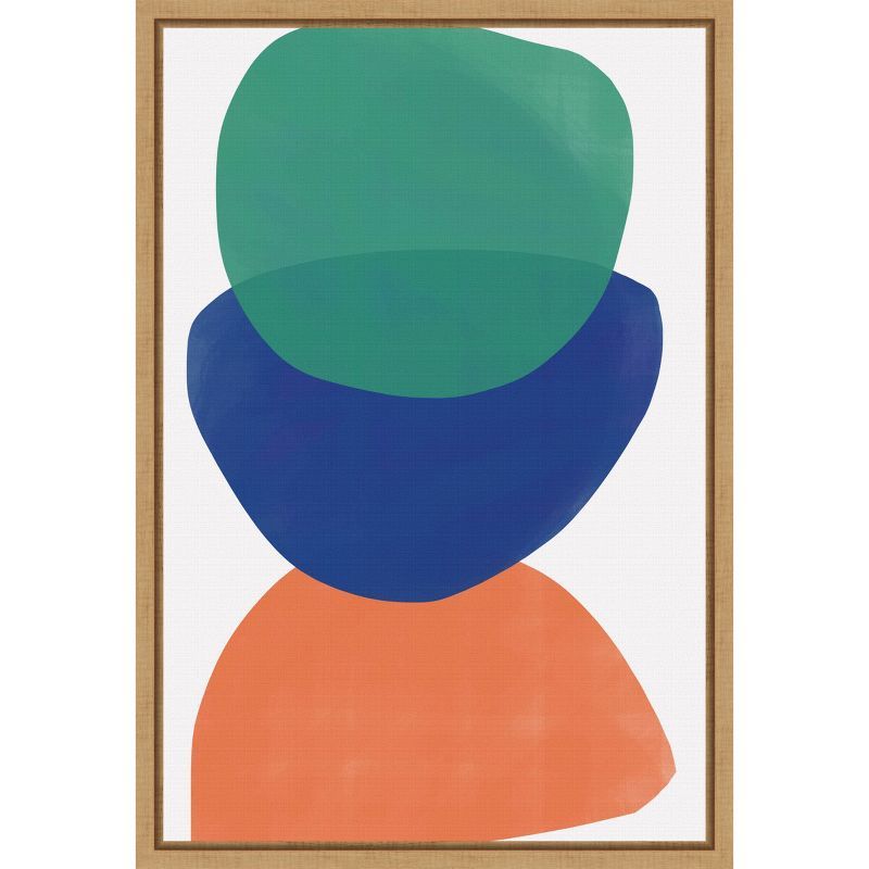 Abstract Green Blue Orange Framed Canvas Wall Art 16x23