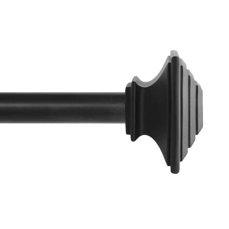 Matte Black Steel Decorative Window Curtain Rod with Square Finials