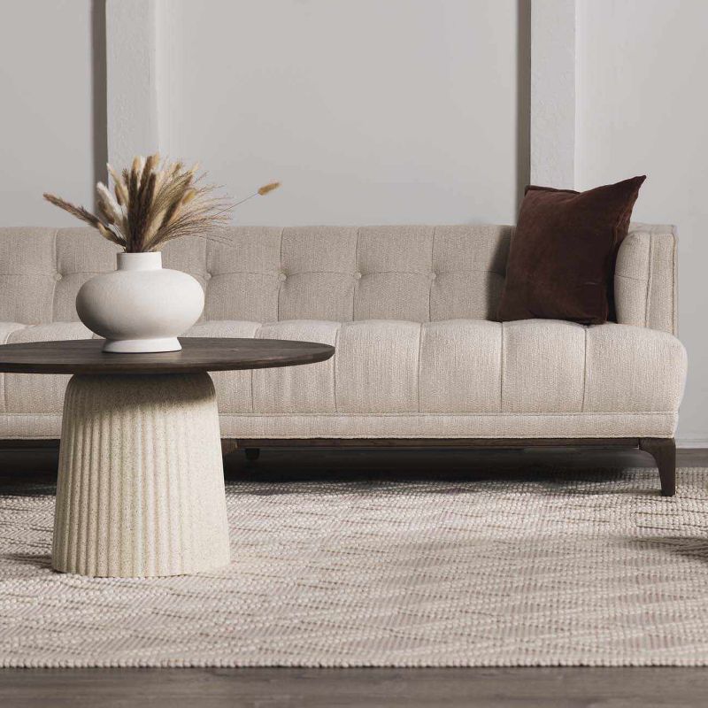 Ivory Flat Woven Wool and Cotton 6' x 9' Area Rug