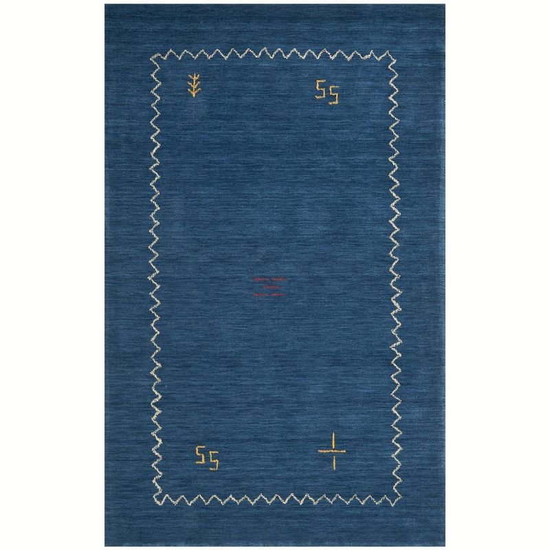 Handmade Blue Wool 4' x 6' Hand-knotted Area Rug