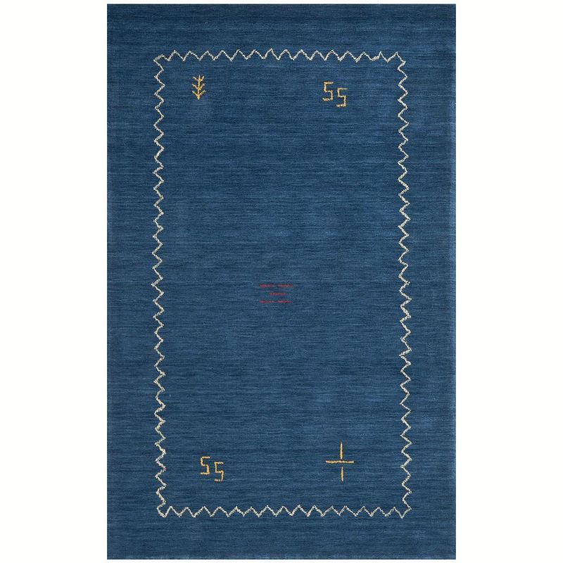 Handmade Blue Wool 4' x 6' Hand-knotted Area Rug