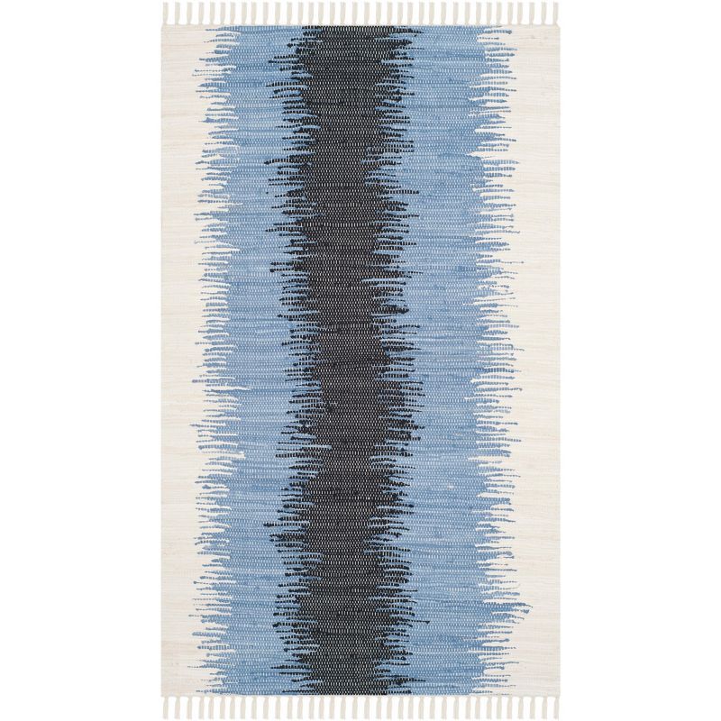 Montauk 3' x 5' Gray and Blue Handwoven Cotton Area Rug