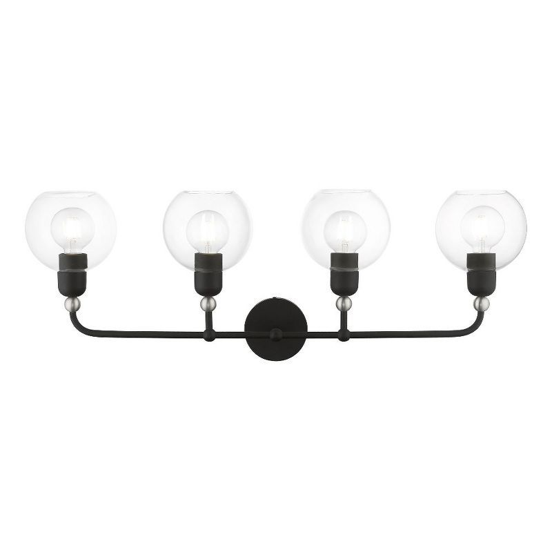 Downtown Sphere Black and Brushed Nickel 4-Light Vanity Sconce