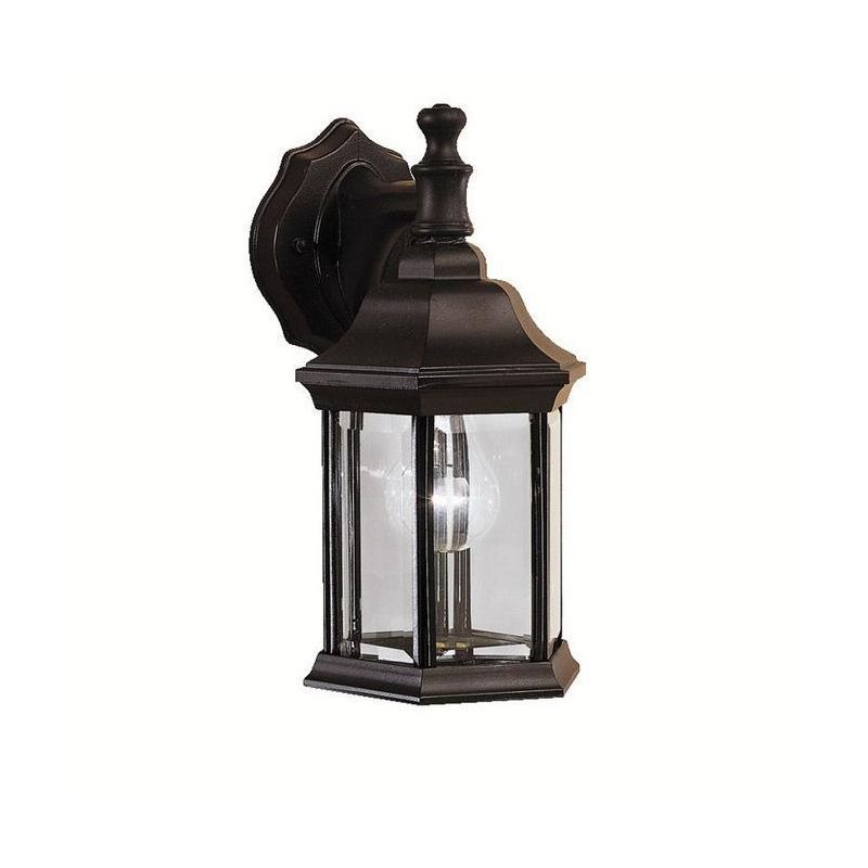 Black Traditional Lantern Style Wall Sconce with Clear Glass