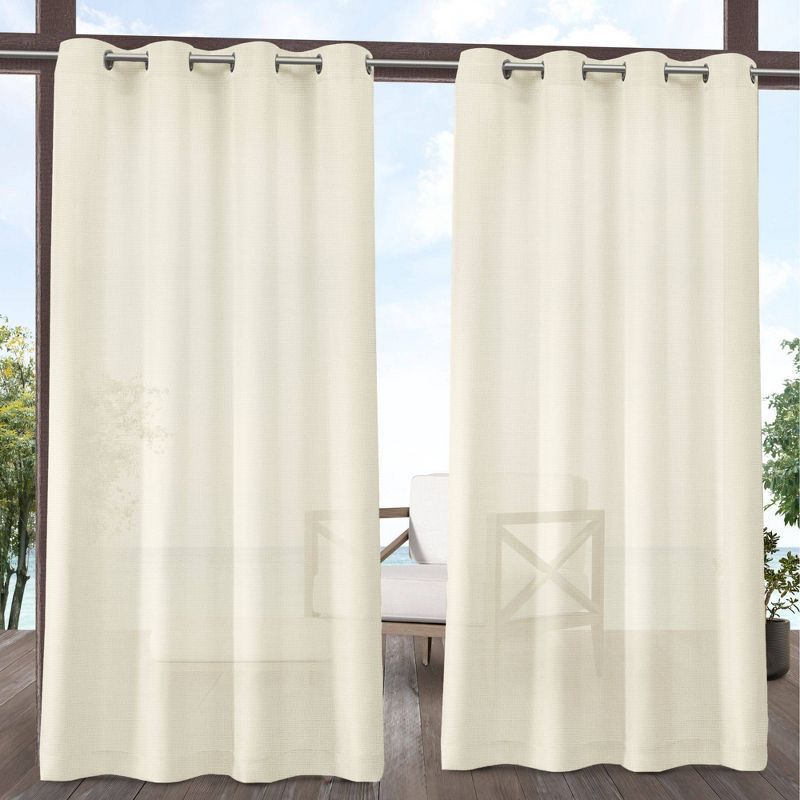 Ivory Semi-Sheer Polyester Grommet Window Panels, 84" x 54"