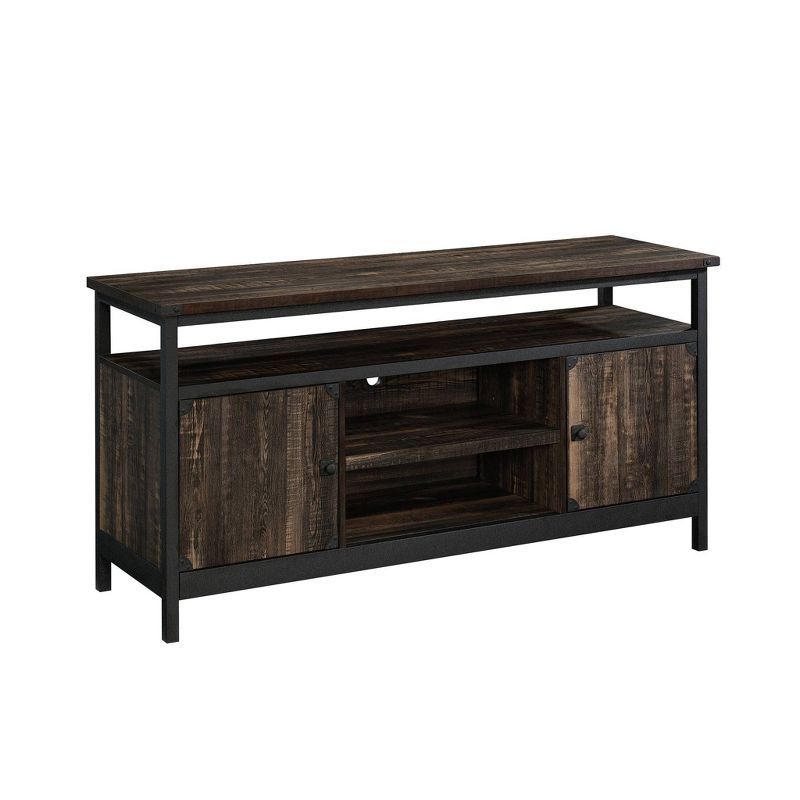 60" Carbon Oak Industrial Metal and Wood Credenza