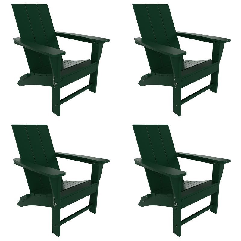 Dark Green Poly Lumber Folding Adirondack Chair Set of 4