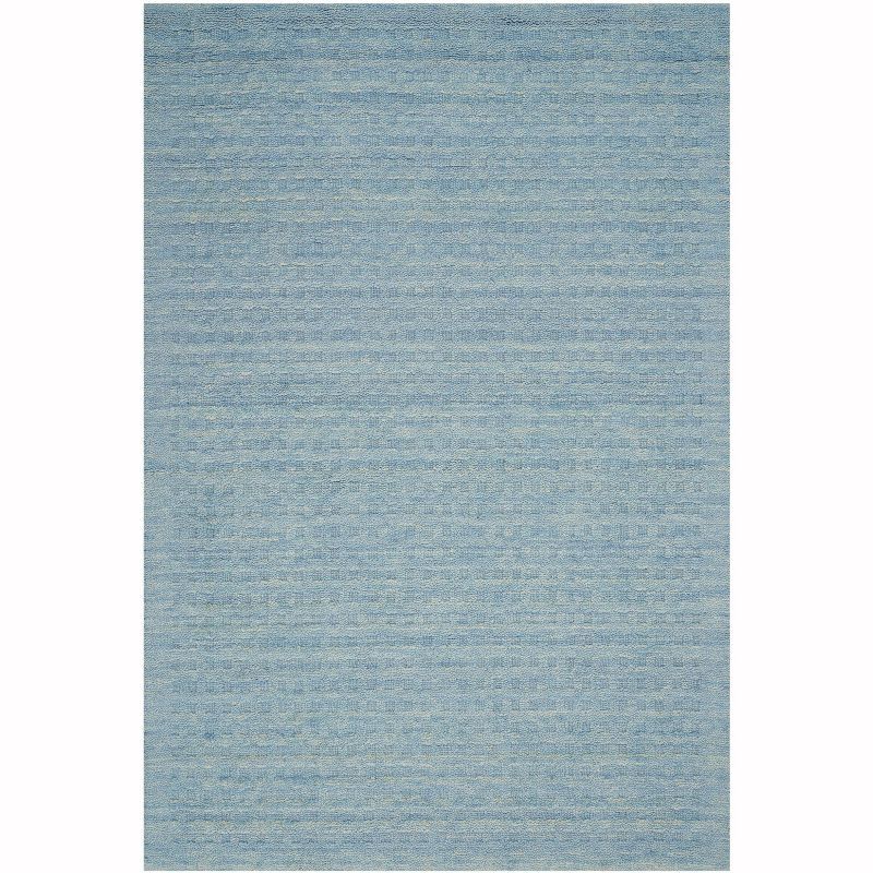 Handmade Sky Blue Wool 5' x 7' Rectangular Area Rug