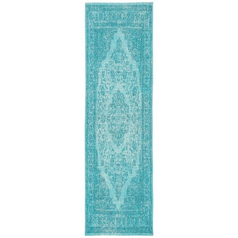 Aqua Flat Woven Handmade Wool Cotton Area Rug