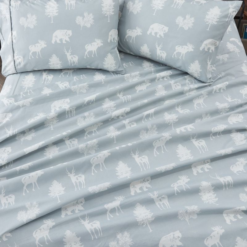 Full Light Grey Forest Animal Microfiber Sheet Set