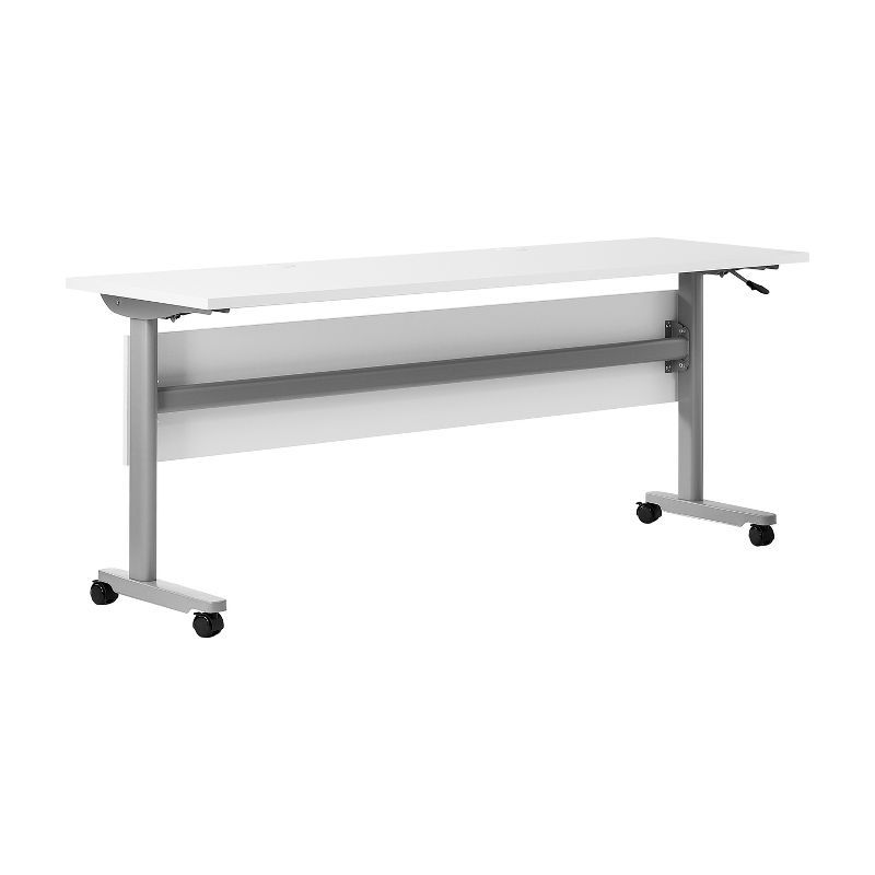 White and Gray Folding Commercial Grade Training Table with Casters