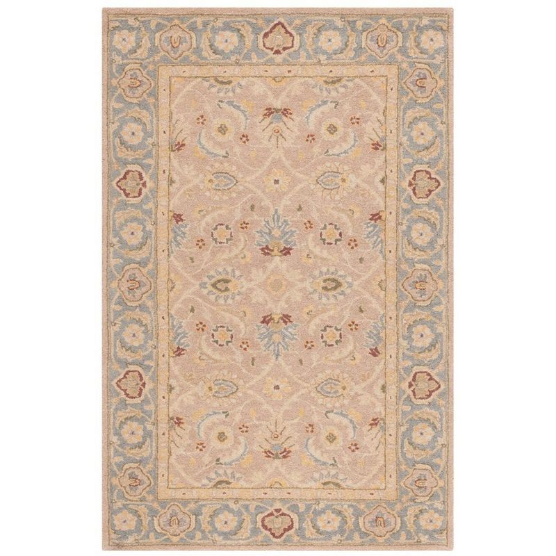 Handmade Blue and Beige Wool 9' x 12' Rectangular Area Rug