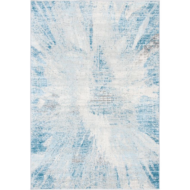 Tulum Blue and Gray Hand-Knotted Synthetic Area Rug