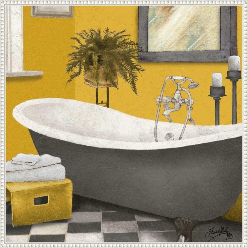 Sunny Bath Still Life Canvas Wall Art with Beaded Frame