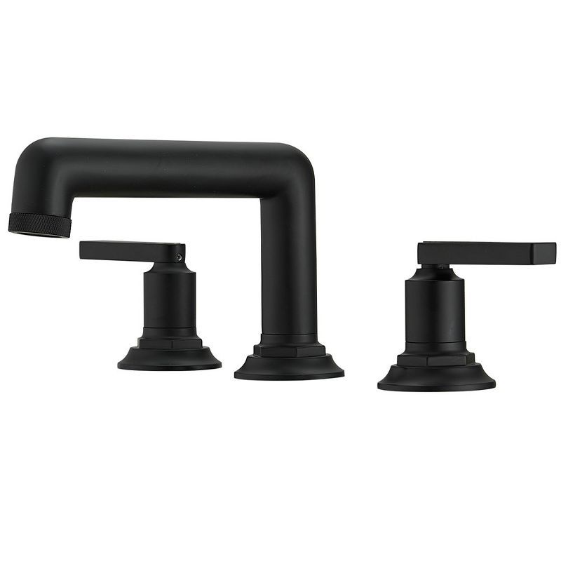 Matte Black Widespread Double Handle Bathroom Faucet with Metal Drain