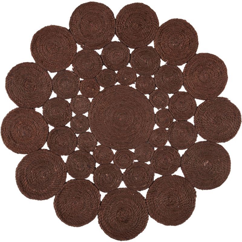 Artisanal Charm 4' Round Brown Jute Hand-Knotted Rug