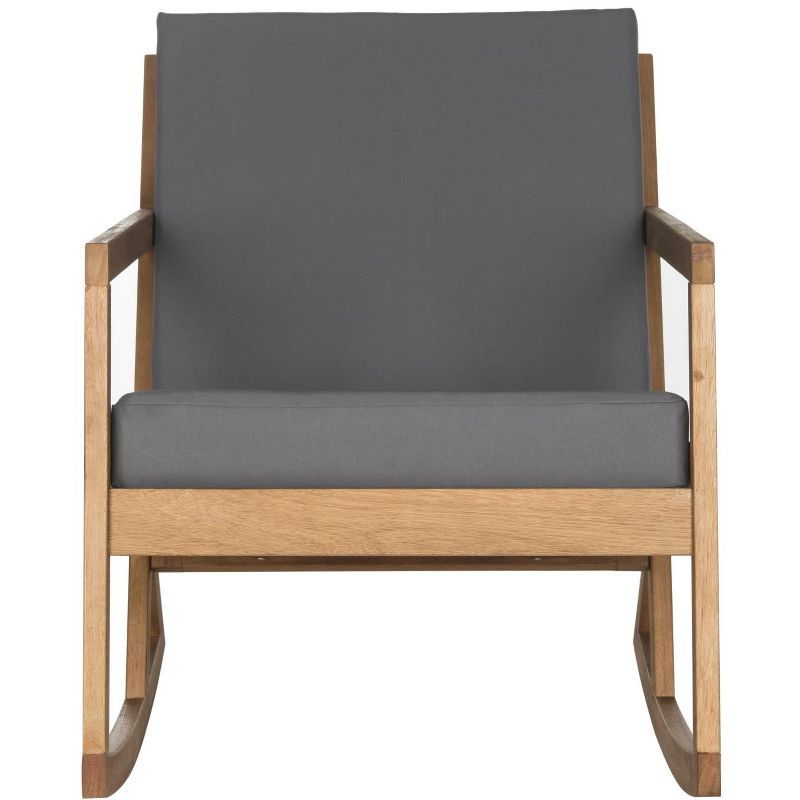 Eucalyptus Wood Black and Brown Rocking Chair with Cushions